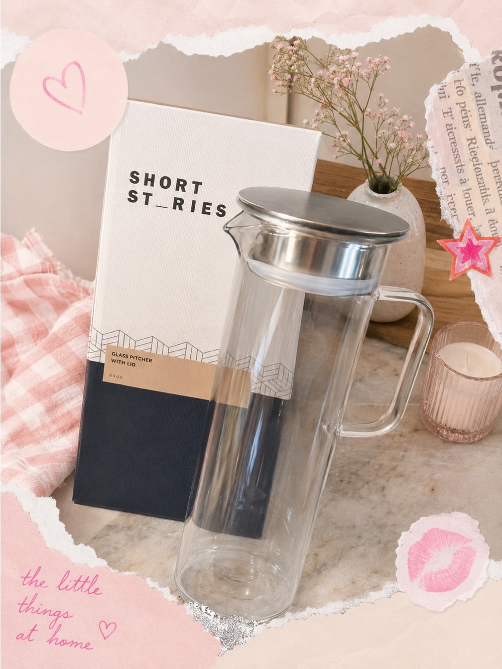 Short stories glass pitcher